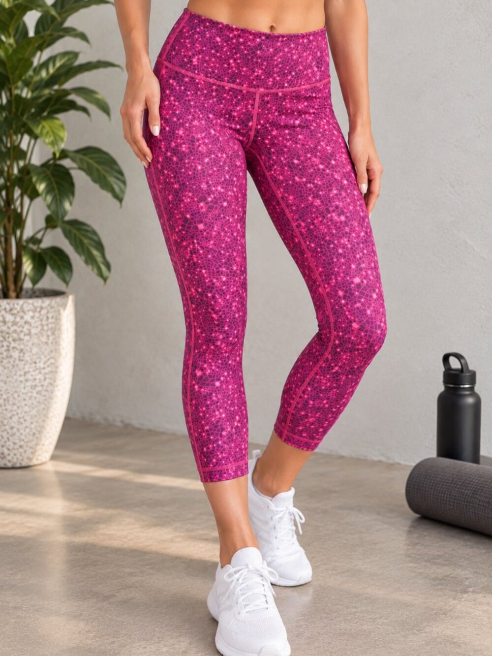Lululemon Women’s 7/8 Leggings Size 10 Pink Purple Geometric Print Yoga Pants